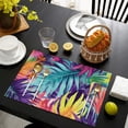 thumbnail image 4 of Colorful Tropical Leaf Pattern Summer Placemats Table Placemats Set Of 4-Linen Kitchen Washable Placemats Table Mats 11.8"x17.7" Non-Slip Heat Resistant, 4 of 6