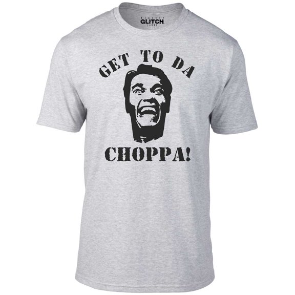 Reality Glitch Men's Get To Da Chopper T-Shirt Classic 80s Movie Retro Quote