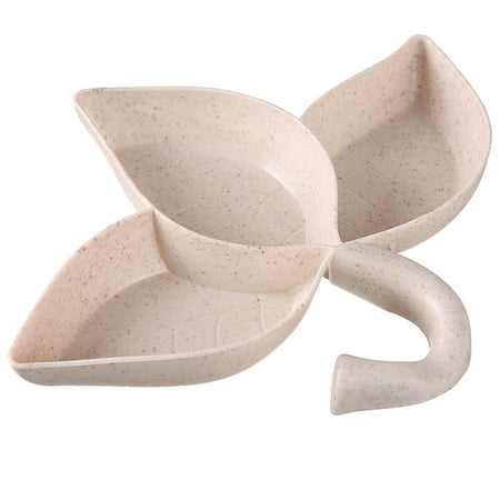 

huanledash Seasoning Container Leaves Shape Integrated Molding 3 Grids Korean BBQ Hot Pot Seasoning Dish Home Supply