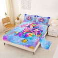 thumbnail image 2 of Erosebridal Watercolor Cartoon Mermaid Bed Sheets,Ocean Animals King Sheets For Girls Kids 4-Piece, 2 of 6