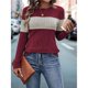 thumbnail image 5 of Blusas de Larga con Bloques de Color para Mujer, Conjuntos de Otoño, Suéteres de Invierno y Moda de Principios de Otoño. Vino Tinto L, 5 of 9