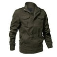 thumbnail image 2 of IYTR Mens Jackets Solid Color Long Sleeve Jacket Button Zipper Lapel Loose Leather Jackets Coat with Pocket Army Green XXXXL, 2 of 5