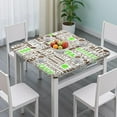 thumbnail image 3 of Green Brown Football Words Pattern Square Fitted Tablecloth with Elastic Edge,Square Table Cover,Washable Elastic Table Cover for Home Kitchen Party Decor 34"x34", 3 of 6