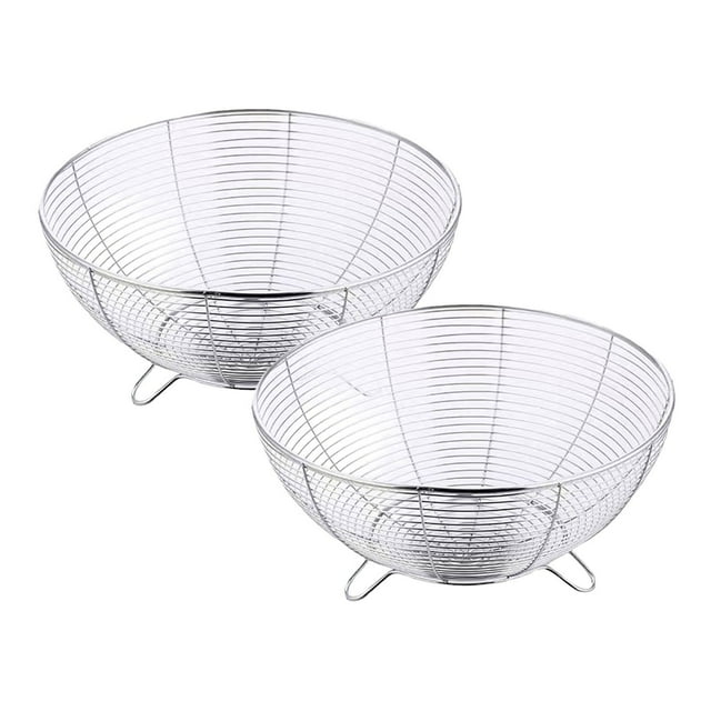 Halloween Kitchen Decor 2PCS Countertop Fruit Bowl Stainless Fruit And Vegetable Basket For Kitchen Counter Wire Baskets For Fruits Vegetables Breads Snacks Large Fruit Bowl Small round Dining Table