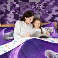 thumbnail image 5 of Manfei Kawii White Tiger Full Size Bedding Sets, Dreamy Comic Moon Full Size Bed in a Bag, Purple White, Colorful Stars Reversible, 7 Pieces, 5 of 6