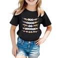 thumbnail image 1 of Icvfdpl T-Shirts Filles Rentrée Scolaire, T-Shirt Imprimé Col Rond Manches Courtes Respirant Mode Urbaine 3-4 Ans, 1 of 4