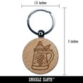 thumbnail image 2 of Hand Drawn German Beer Stein Round Keychain Charm Tag - Engraved Wood, 2 of 6