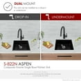 thumbnail image 6 of Stylish Dual Mount 22" Black Composite Granite Single Bowl Kitchen Sink with Strainer S-822N, 6 of 12