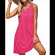 thumbnail image 2 of Vestidos de Verano para Mujer 2025, Sueltos, Informales, Sin Mangas, con Ojales, con Bolsillos, Color Rosa Rojo, Talla L, 2 of 6