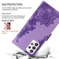 thumbnail image 4 of TECH CIRCLE For iPhone 14 Wallet Case,PU Leather Protective Phone Case Wrist Strap Card Slots Holder Embossed Lace Flower Stand Flip Case for Apple iPhone 14 6.1" 2022,Purple, 4 of 6
