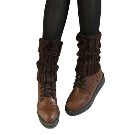 

Yubnlvae Socks Leg Boot Warmers Twist Knitted Womens Fashion Cover Ladies flap short Socks Coffee