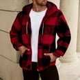 thumbnail image 2 of Dovford Fuzzy Sweatshirts for Men Winter Sherpa Fleece Jacket Warm Zipper Hoodie Plaid Oversized Fluffy Hoodie Coat Pockets, 2 of 6