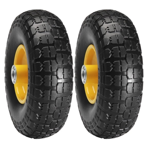 10 Inch Solid Run Flat Tires 2-Pack, 400lbs Capacity, Flat Free Wheels for Hand Trucks, Utility Carts, Wagons, Lawn Mowers & More