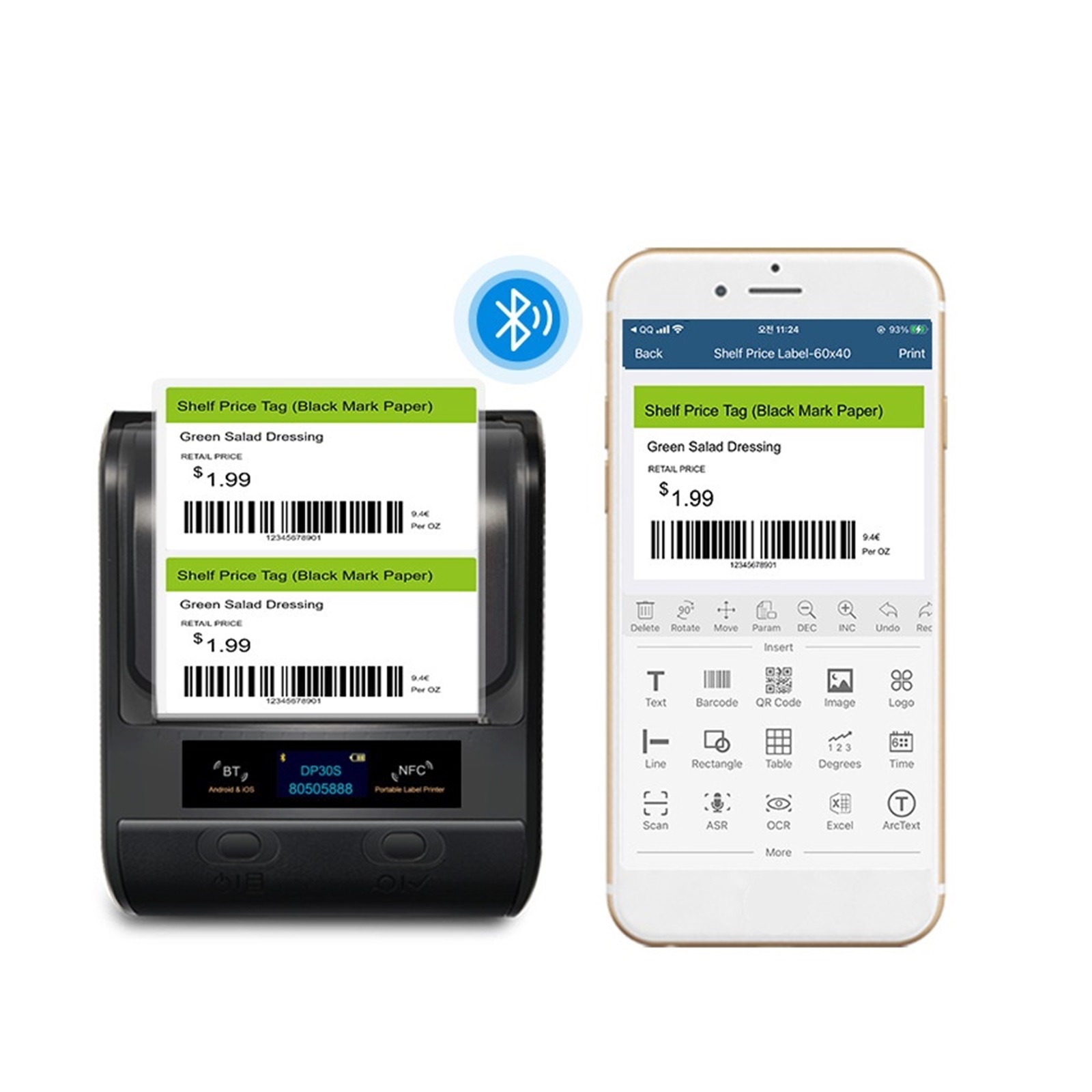 10*20mm Mini Portable Thermal Printer BT Barcode Hand Multifunctional Price Label Sticker Maker