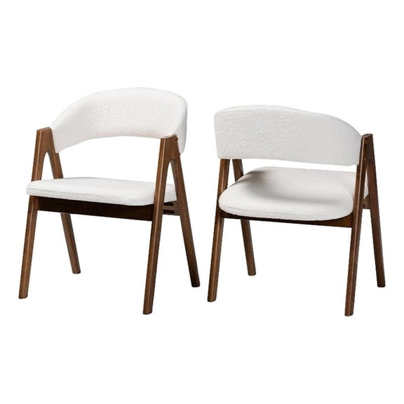 Baxton Studio Virden Boucle Upholstered Dining Chair Set of 2 - Brown and White