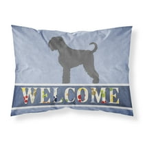 Black Russian Terrier Welcome Fabric Standard Pillowcase Blue