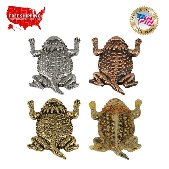 Horny Toad, Horned Lizards, Horned Frog, Reptile, Phrynosomatidae Reptiles, Pewter, Hat, Lapel, Brooch, Pin, Pins, Made in USA, Over 30 Reptiles Designs Available. Creative Pewter Designs. A061