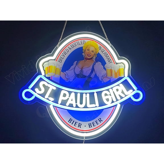 Queen Sense 16"x14" St Pauli Girl Beer LED Neon Sign for Wall Decor Dimmable USB Powered LED Light W116SPGBLV3VVD-5VLED