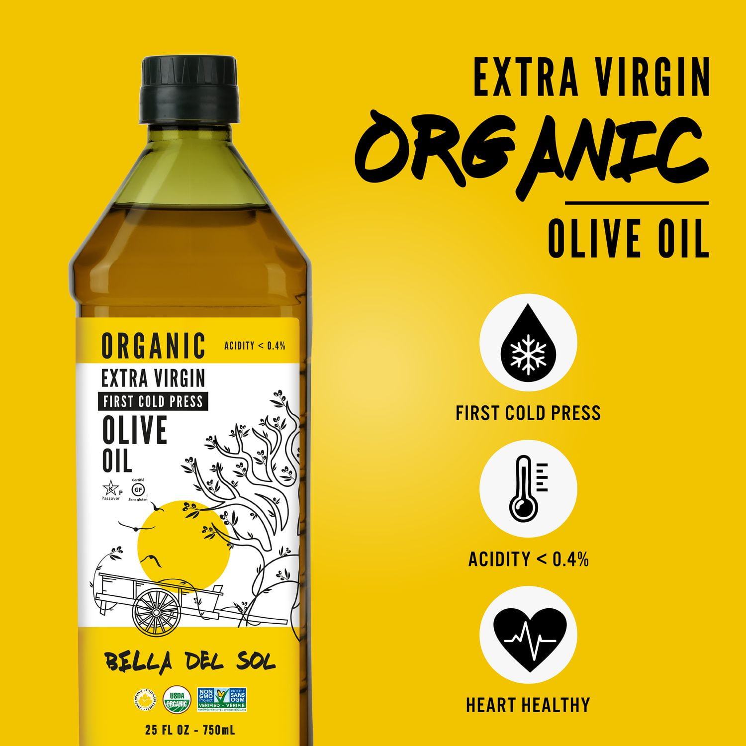 Bella Del Sol Organic Extra Virgin Olive Oil 750ml, Premium – First Cold Press