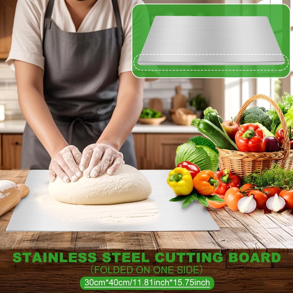 Stainless Steel Cutting Boards for Kitchen, Large Metal Cuttin-g Board with Counter Lip Cutting Board Over Sink for Meat,Fruits,Vegetables,Bread,Noodle,and Pizza(SIZE:30 * 40)