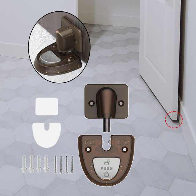 Tope de puerta a prueba de viento, soporte de puerta, duradero con función de bloqueo, tope de puerta mecánico anticolisión para oficina, hogar y baño café Macarena Tope de puerta