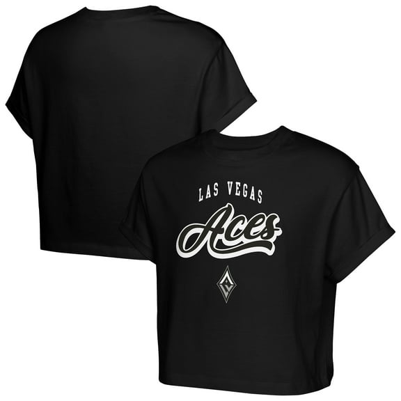 Girls Youth Black Las Vegas Aces City Pennant Cropped T-Shirt