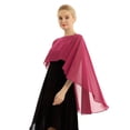 thumbnail image 3 of Fldy Woman Chiffon Cape Wrap Shawl Capelet Poncho Bridesmaid Shrug Cover Up for Wedding Evening Dress Burgundy One Size, 3 of 7