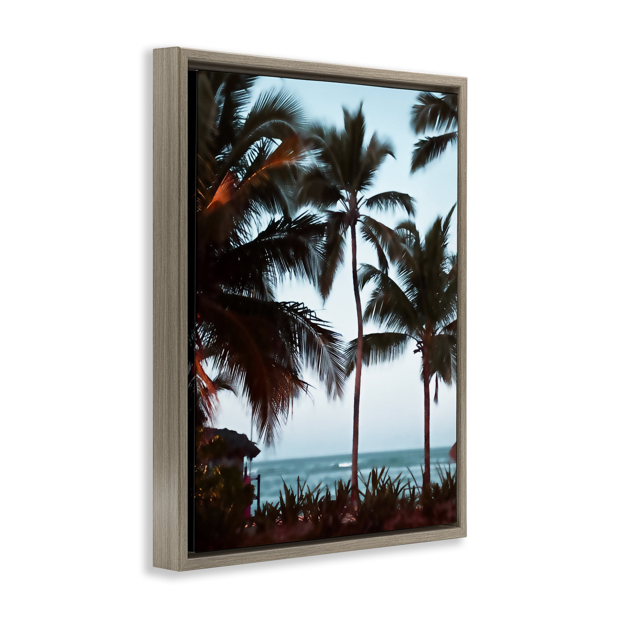 Stupell Industries Shady Palms Beachfront Brown Framed Floater Canvas Wall Art, design by Noah Bay