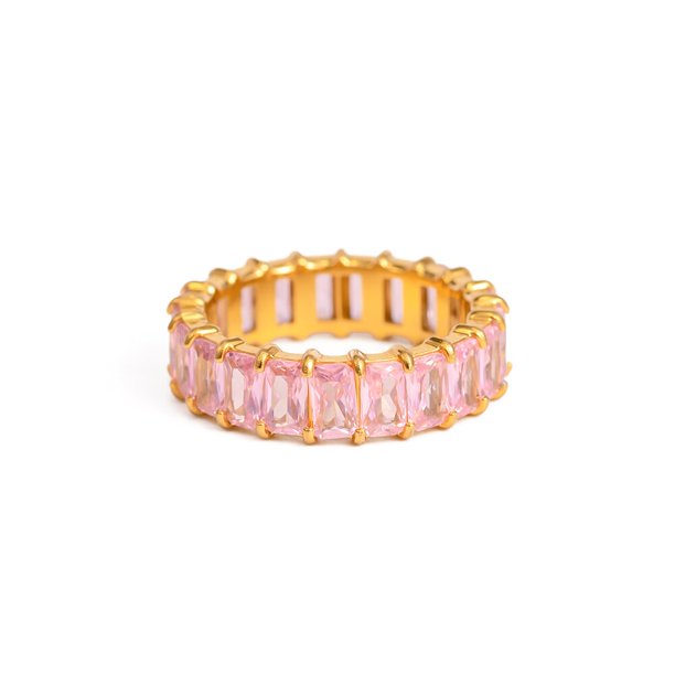 Uworld-Anillos gruesos de acero inoxidable 316L chapados en PVD, joyería de declaración de boda, concha de perla de agua dulce, anillo de circón, oro de 18K