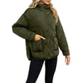 thumbnail image 2 of Winter Women Long Sleeve Zipper Quilted Coat Casual Loose Lightweight Hooded Puffer Jacket with Pocket, 2 of 6