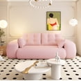 thumbnail image 2 of 78.7" Sleeper Sofa Bed,3-in-1 Teddy Fabric Multi-Functional Foldable Sofa Bed for Living Room,Guest Bed,Playroom,Pink, 2 of 7