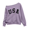 thumbnail image 3 of Kids Girls USA Graphic Sweatshirt Letter Print Long Sleeve Boat Neck Loose Fit Casual Pullover Top 11-12 Years, 3 of 4