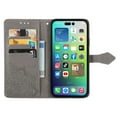 thumbnail image 4 of Wallet Case for iPhone 16 Pro,[RFID Blocking] 3 Card Holder & Cash Slot Stand with Credit Card Slot PU Leather Magnetic Clasp Protective Flip Kickstand with Wrist Strap Cover, Gray, 4 of 6