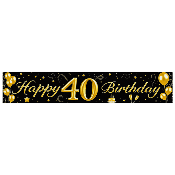 Golden Birthday Banner 40th Celebration Happy Birthday Decoration Backdrop Party Supplies Background Photography Props Festive Decors