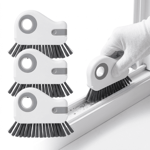 3PCS Window Groove Cleaning Brush, Window Track Cleaning Tool, Multifunctional Window Track Cleaner with Brush and Hidden Scraper, Suitable for Cleaning Window Grooves, etc.