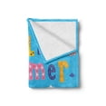 thumbnail image 2 of Saying Soft Flannel Fleece Blanket, Colored Welcoming Hello Words Print with Patchwork Style Sea Fish and Clouds Image, Cozy Plush for Indoor and Outdoor Use, 60" x 80", Multicolor, by Ambesonne, 2 of 6