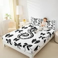 thumbnail image 4 of Feelyou Leopard Print Letter Queen Sheet Sets, Fashion Bowknot Monogrammed S Flat Sheet, Cool Girl Ribbon Queen Fitted Sheet, Ultra Soft Bedroom Decor, 4-Piece, 4 of 7