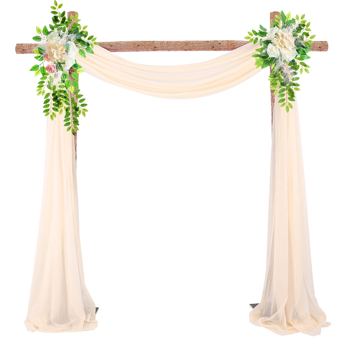 Wedding Arch Draping Fabric with 2pcs Arbor Floral Arrangement, 3 Pack ...