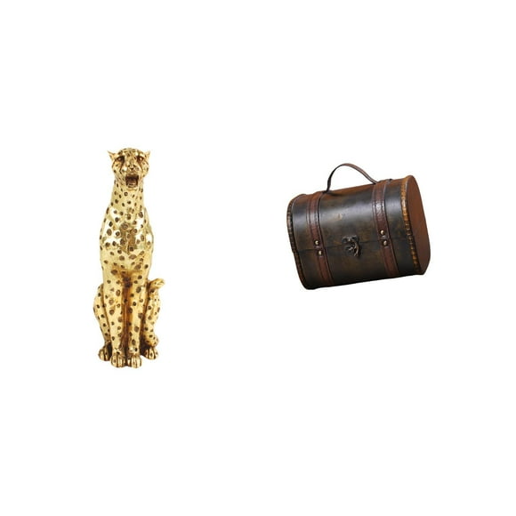 Organizador de joyas con escultura de y tesoro dorado, adorno decorativo vintage para centro de mesa, oficina, hogar, mesa, almacenamiento de