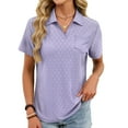 thumbnail image 6 of Hurxie Women's Golf Shirts Short Sleeve V Neck Summer Tops Business Casual Collared Shirts Loose Tees Purple 2XL, 6 of 6