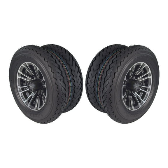 Kenda 20x10-10 Hole-In-One 6 Ply Golf Cart Turf Tires & Gun Metal Wheels Kit A238 10x7 4/101.6 20x10x10 (2 Pack)
