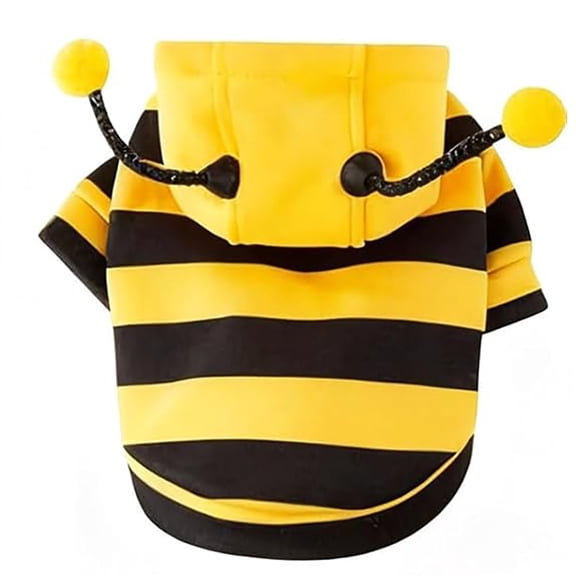 GASTROPOD Bee Cat Costume,Cat Clothes for Sphynx,Holiday Cats Hoodie,Pet Cats Outfit,Warm Kitten Clothes,Dog Bee Costume,Cosplay Pet Pajamas with Bees Stripes (S)