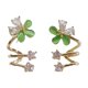 thumbnail image 2 of Pendientes de plata S925 con forma de ojo de gato verde para mujer con tachuelas de circonitas Pendientes de pétalos de flores blancas con temperamento, 2 of 5