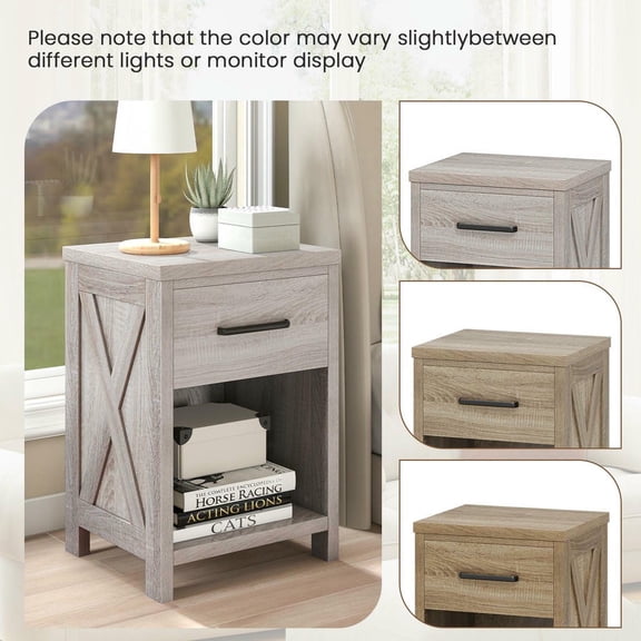 Kadyn Nightstand with Drawer and Shelf, Bedside Table for Living Room, Bedroom, Natural