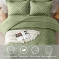 thumbnail image 3 of Davulos King Size Comforter Set 7 Pieces,Green Tufted Bed in a Bag with Comforter and Sheets All Season Boho Bedding Sets, 3 of 9