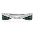 thumbnail image 3 of 0.65 CT 10K White Gold Round Blue Sapphire, White Diamond Ladies Anniversary Wedding Band Ring, 3 of 6
