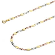 Wellingsale 14k Tri 3 Color Gold Polished Solid 3.5mm Stamp Figaro 3+1 Diamond Cut Chain Necklace - 24"