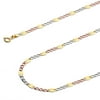 Wellingsale 14k Tri 3 Color Gold Polished Solid 3.5mm Stamp Figaro 3+1 Diamond Cut Chain Necklace - 22"