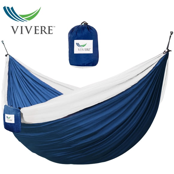 Vivere Nylon Double Parachute Camping Hammock - Navy/White