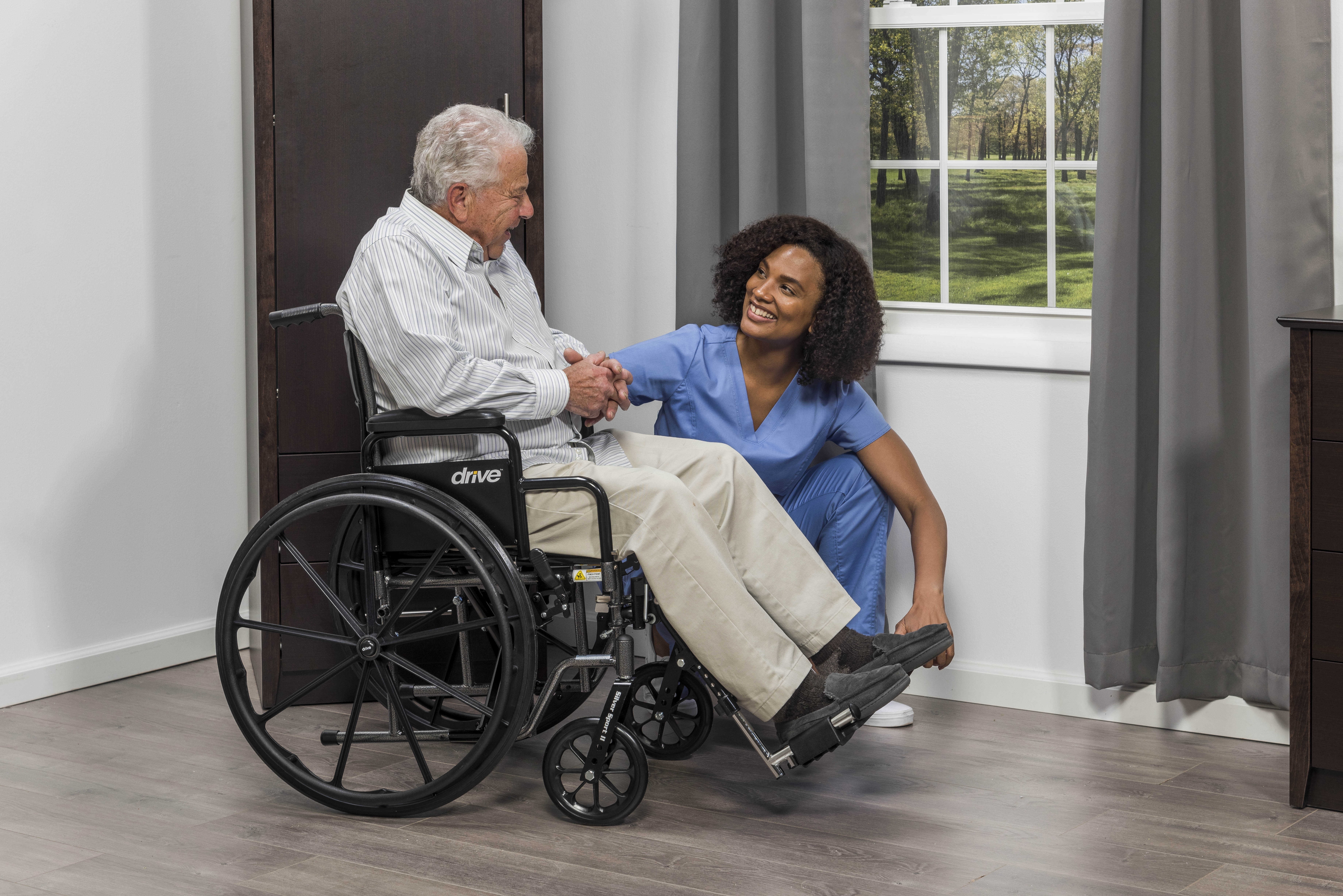 Drive Medical Silver Sport 2 Wheelchair, Detachable Desk Arms, Elevating Leg Rests, 16" Seat
